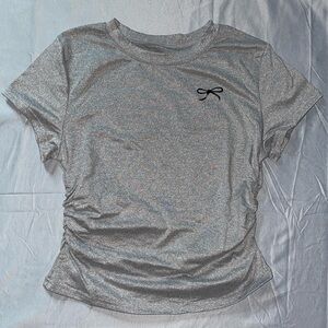 Gray shirt with cinch sides
